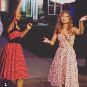 VINTAGE POLKA DOT 1950s Dress Red Pinup Girl